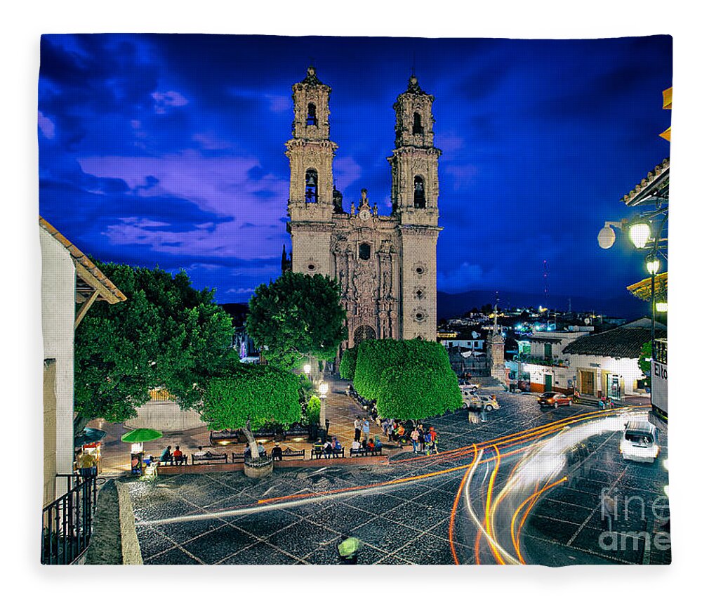 Taxco Fleece Blanket featuring the photograph Colonial Town of Taxco, Mexico by Sam Antonio