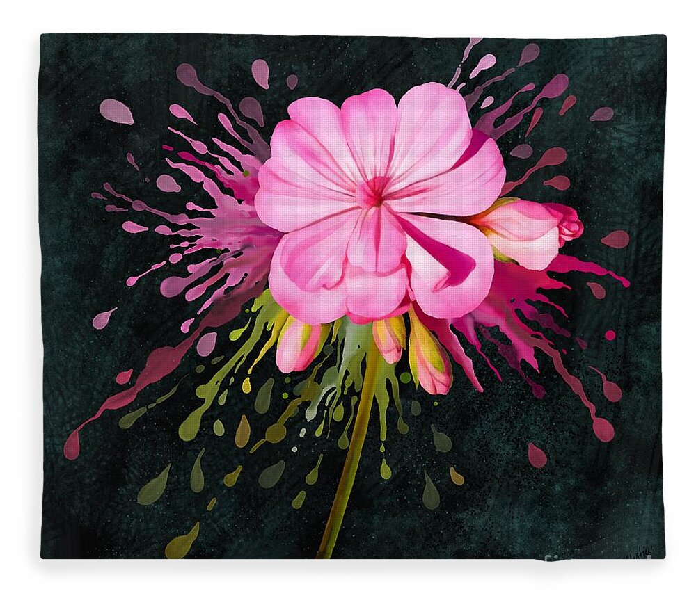 Pink Fleece Blanket featuring the painting Color eruption by Ivana Westin