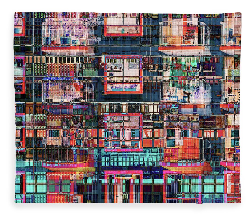 Collage Fleece Blanket featuring the photograph Colorful Buildings Collage by Phil Perkins