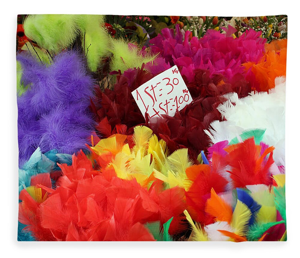 Stockholm Fleece Blanket featuring the photograph Colorful Easter Feathers by Linda Woods