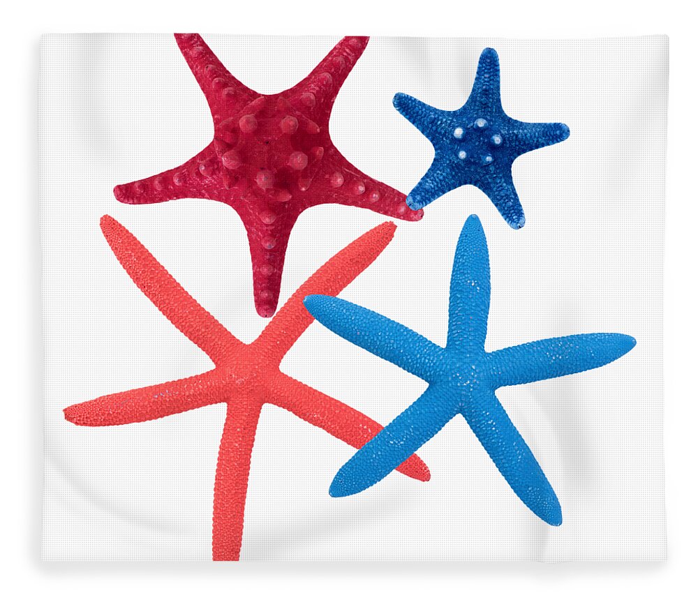 Starfish Fleece Blanket featuring the digital art Colorful Starfish by Roy Pedersen