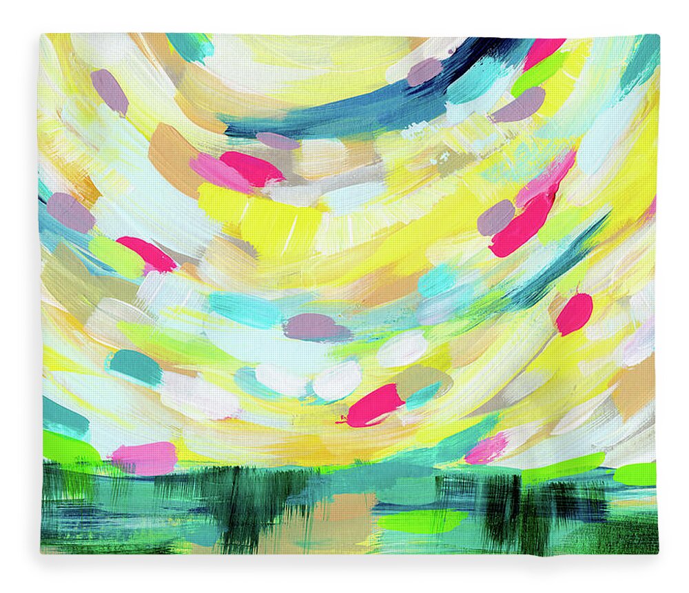 Abstract Fleece Blanket featuring the painting Colorful Uprising 3- Art by Linda Woods by Linda Woods