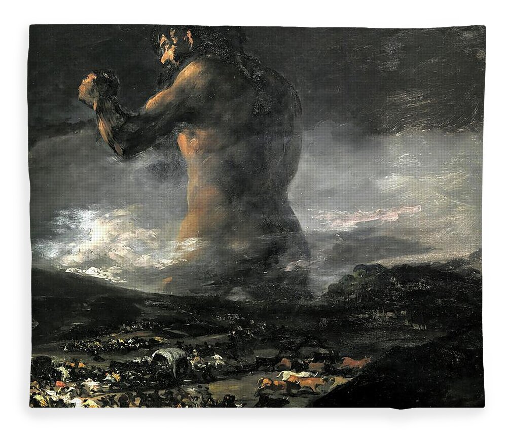 Francisco De Goya Fleece Blanket featuring the painting Colossus by Francisco de Goya