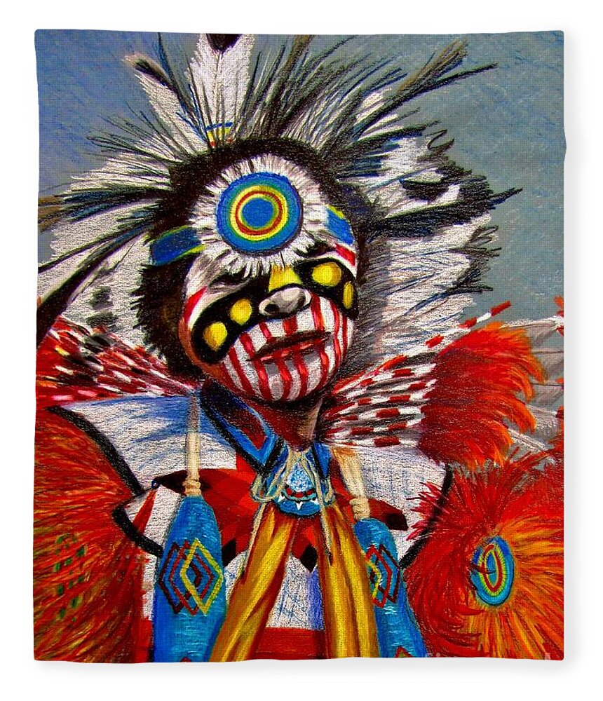 Comanche Dance Fleece Blanket featuring the drawing Comanche Dance by Marilyn Smith