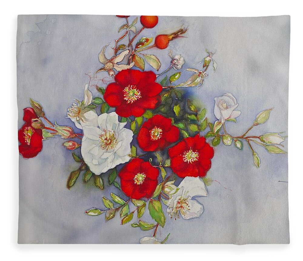 Comapss Rose Fleece Blanket featuring the painting Compass Rose by Barbara Pease