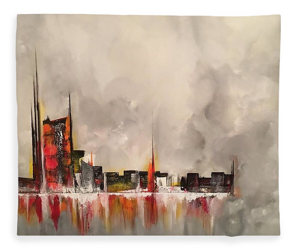 Abstract Fleece Blanket featuring the painting Compelling by Soraya Silvestri