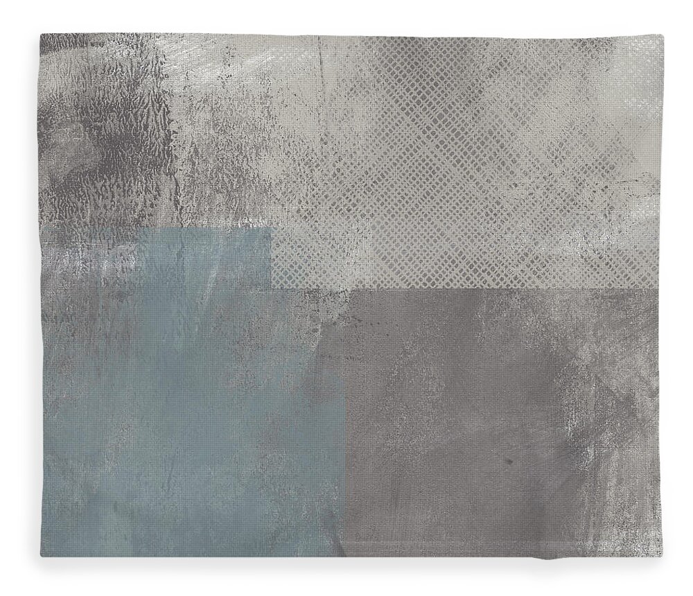 Concrete Fleece Blanket featuring the painting Concrete 3- Contemporary Abstract art by Linda Woods by Linda Woods