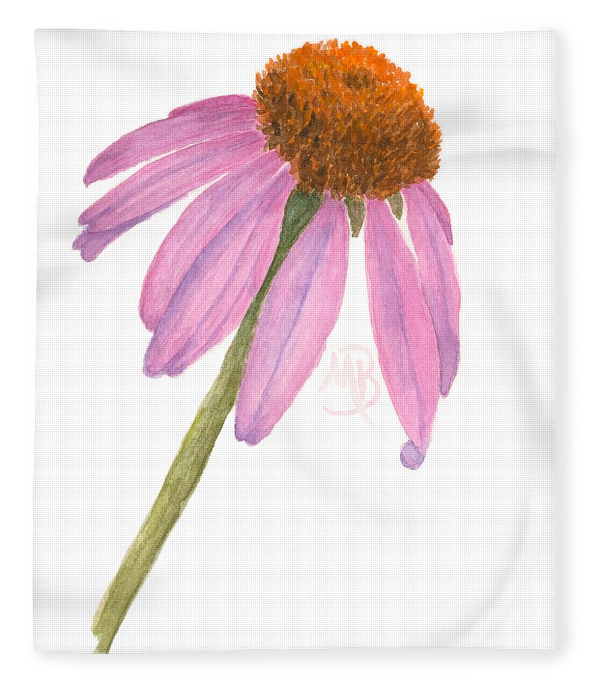 Flower Fleece Blanket featuring the painting Coneflower by Monica Burnette