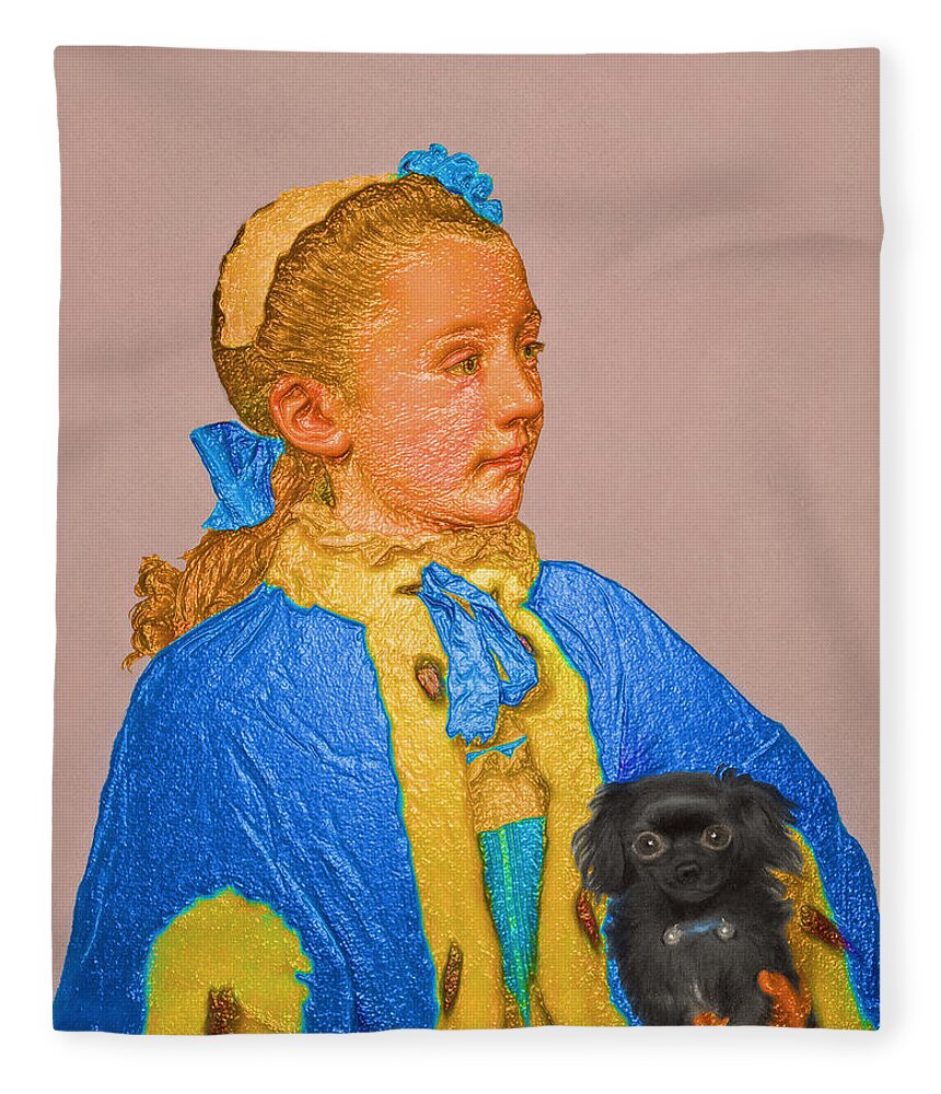 Abstract In The Living Room Fleece Blanket featuring the digital art Contemporary 4 Liotard by David Bridburg