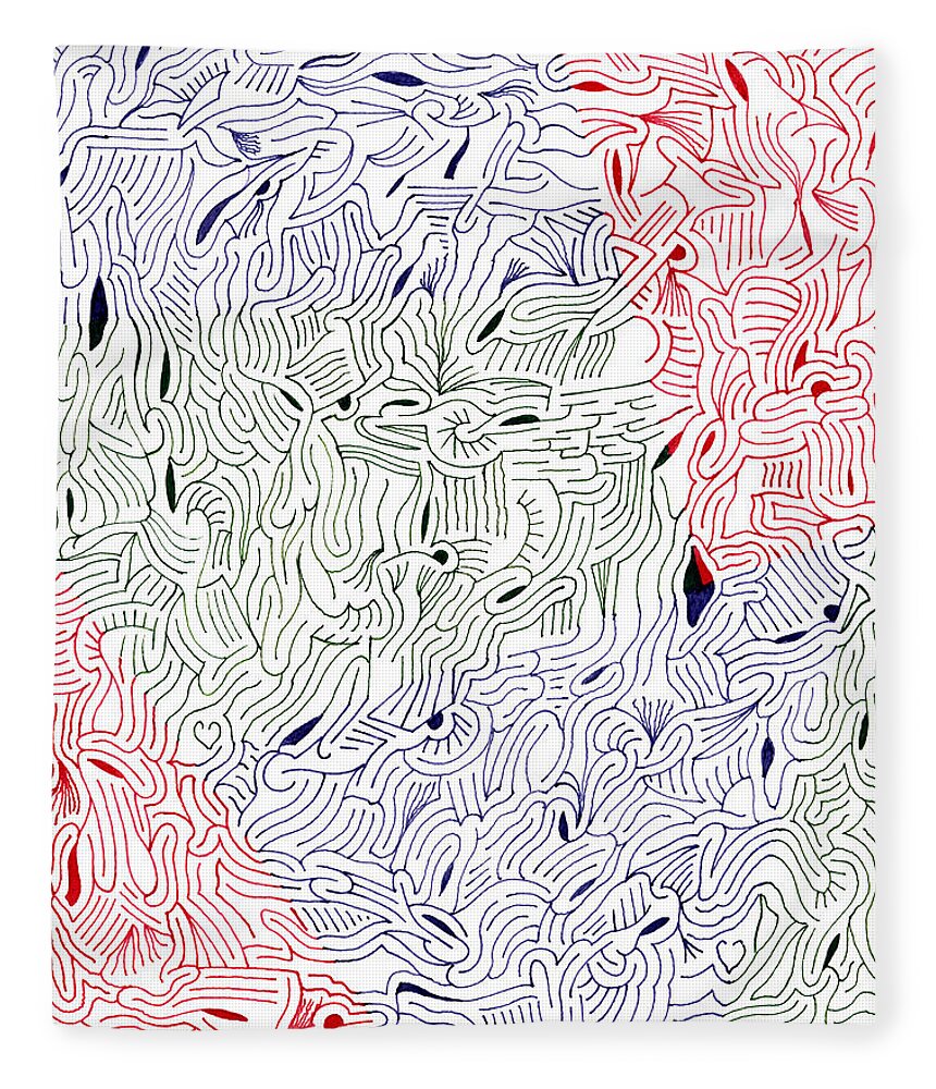 Mazes Fleece Blanket featuring the drawing Convoluted by Steven Natanson