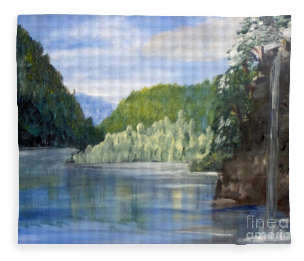 Landscape Fleece Blanket featuring the painting Cool Water by Saundra Johnson