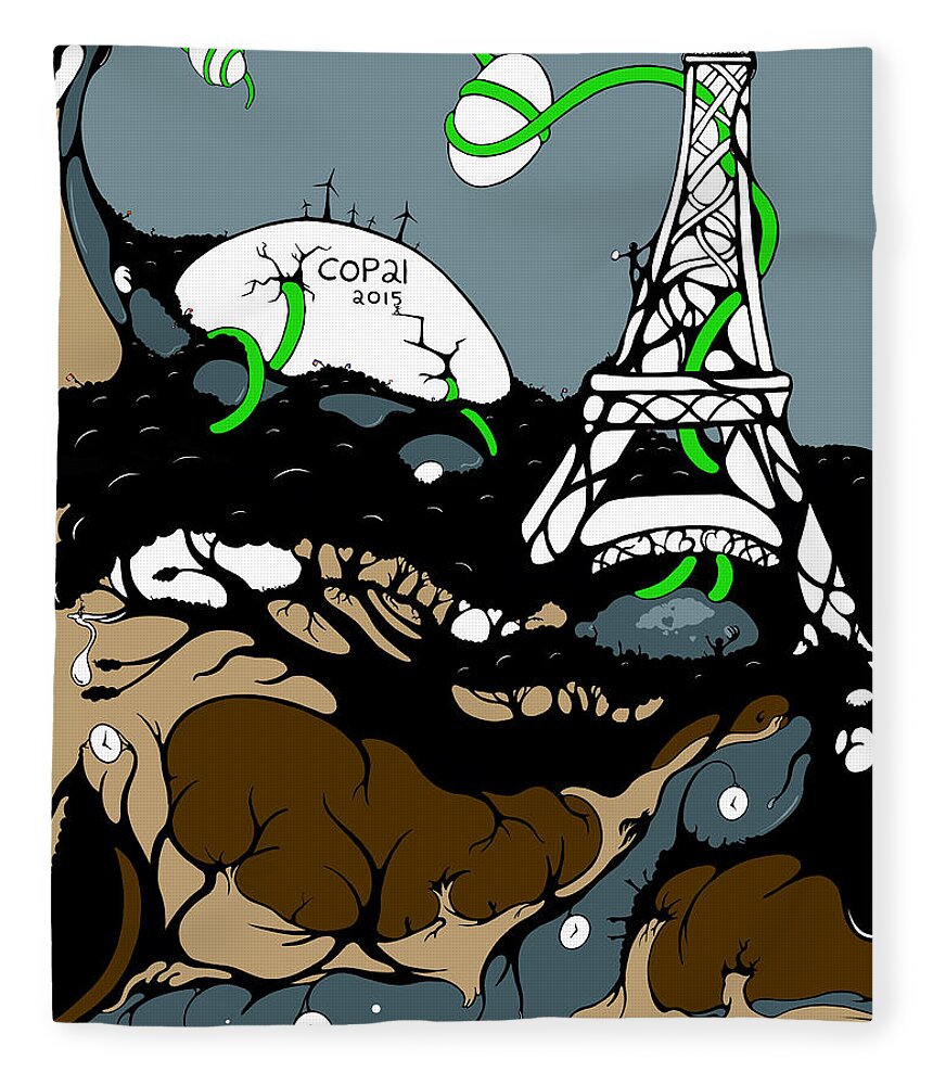 Paris Fleece Blanket featuring the digital art Cop21 by Craig Tilley