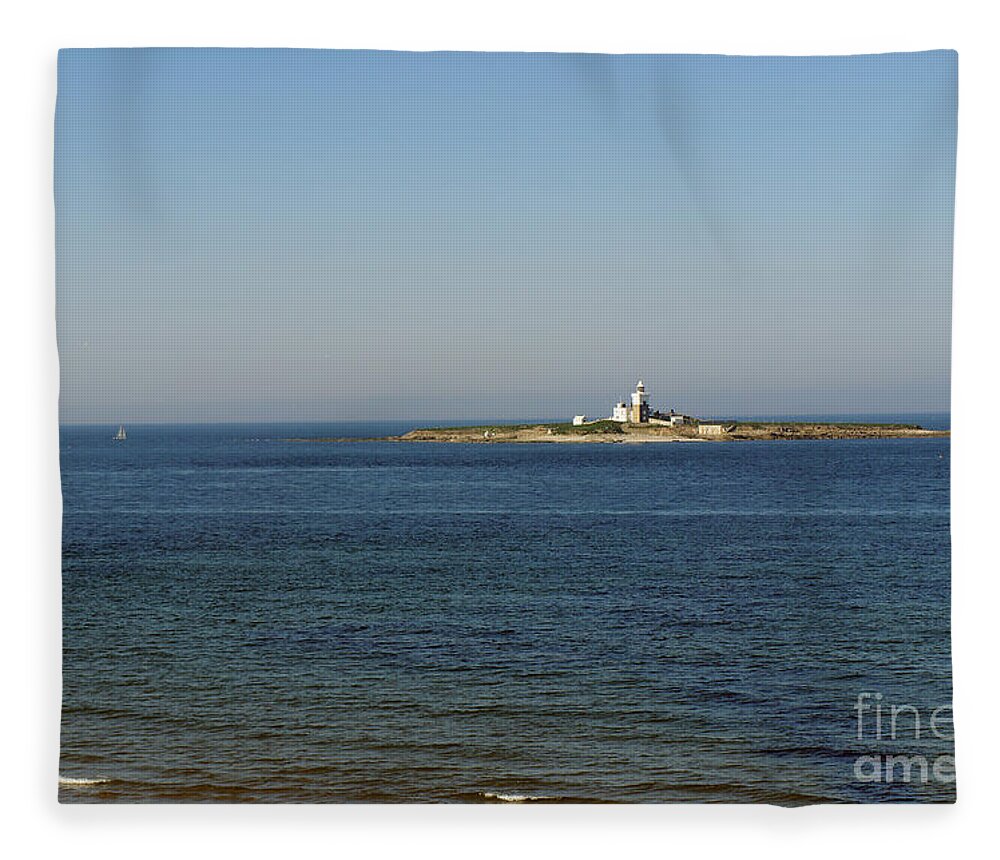 Lighthouse Fleece Blanket featuring the photograph Coquet Island and Lighthouse by Elena Perelman