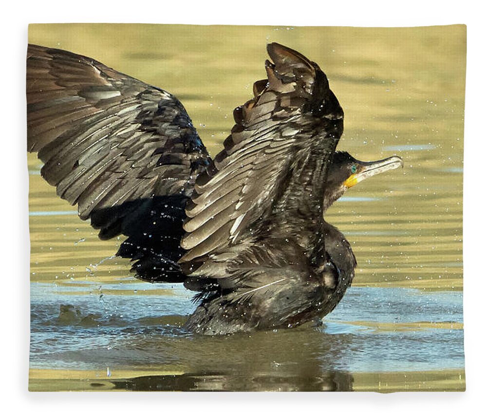 Cormorant Fleece Blanket featuring the photograph Double-crested Cormorant 3171-112217-2cr by Tam Ryan