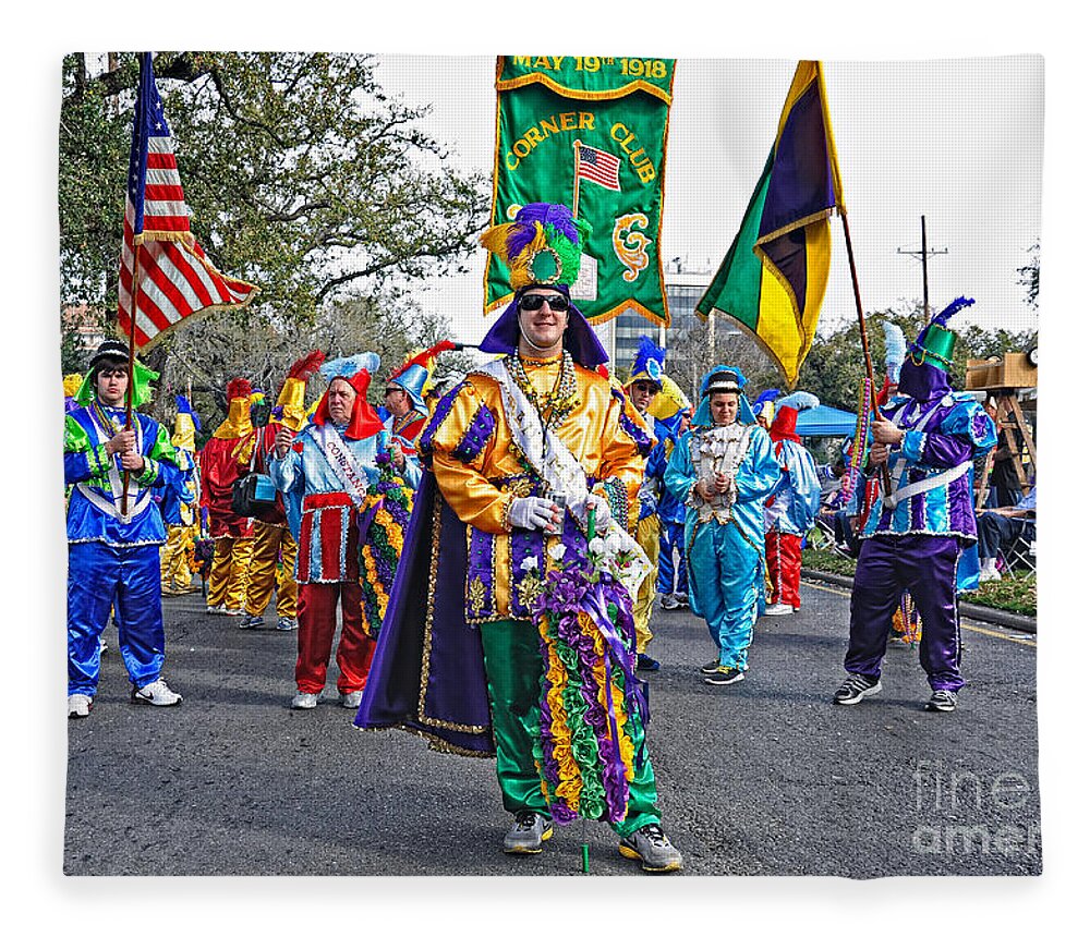 Mardi Gras Fleece Blanket featuring the photograph Corner Club 3 -Mardi Gras New Orleans by Kathleen K Parker