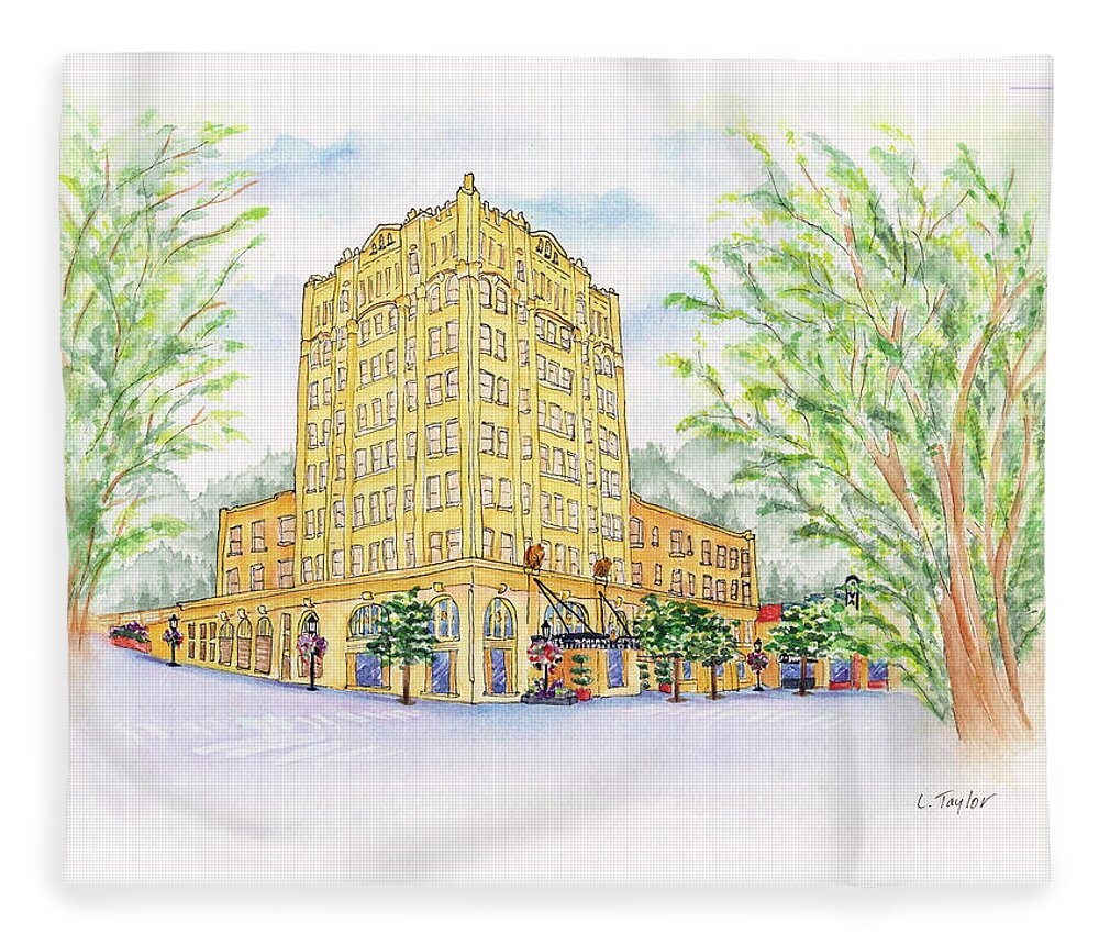 Lithia Springs Hotel Fleece Blanket featuring the painting Corner Grandeur by Lori Taylor