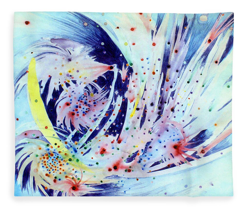 Abstract Fleece Blanket featuring the painting Cosmic Candy by Steve Karol