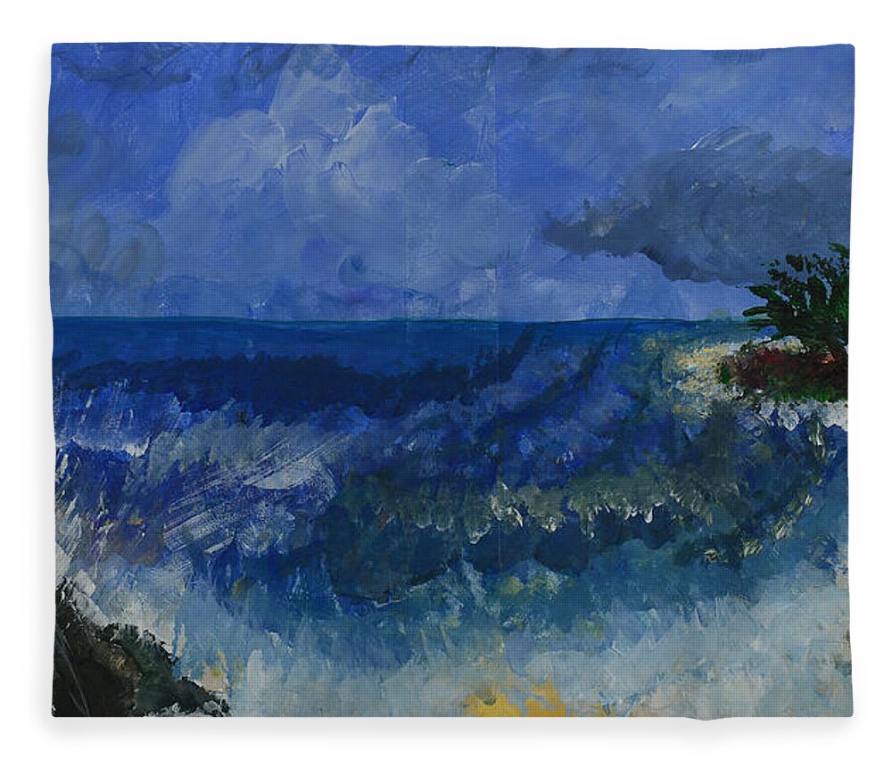 Painting Fleece Blanket featuring the painting Costa Rica Beach by Annette Hadley