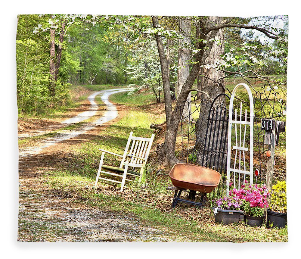 0121 Fleece Blanket featuring the photograph Country Driveway in Springtime by Gordon Elwell