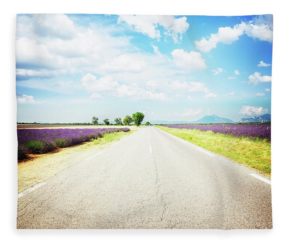 Road Fleece Blanket featuring the photograph Country Road of Provence by Anastasy Yarmolovich