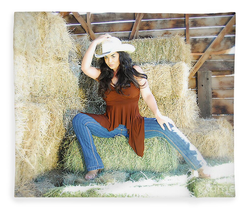 Glamour Photographs Fleece Blanket featuring the photograph Cowgirl by Robert WK Clark