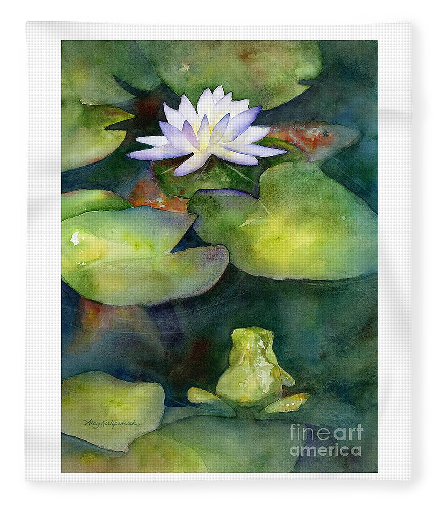 Koi Fleece Blanket featuring the painting Coy Koi by Amy Kirkpatrick