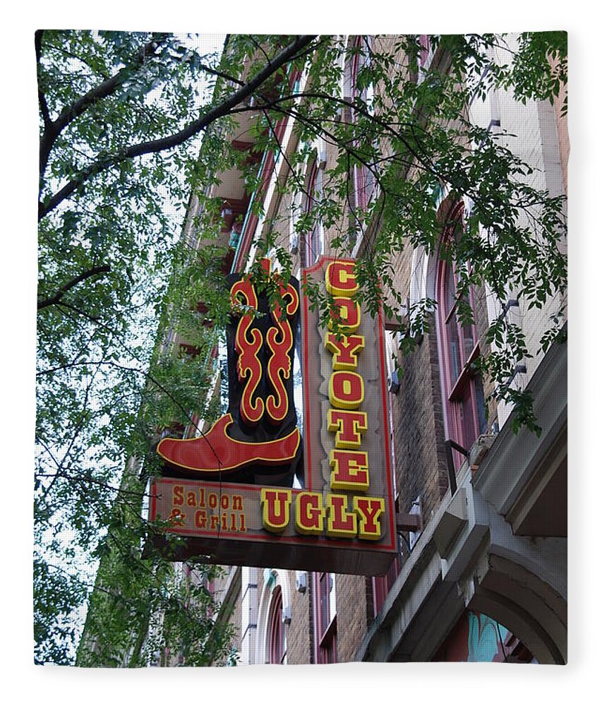 Music Fleece Blanket featuring the photograph Coyote Ugly Saloon Nashville by Susanne Van Hulst