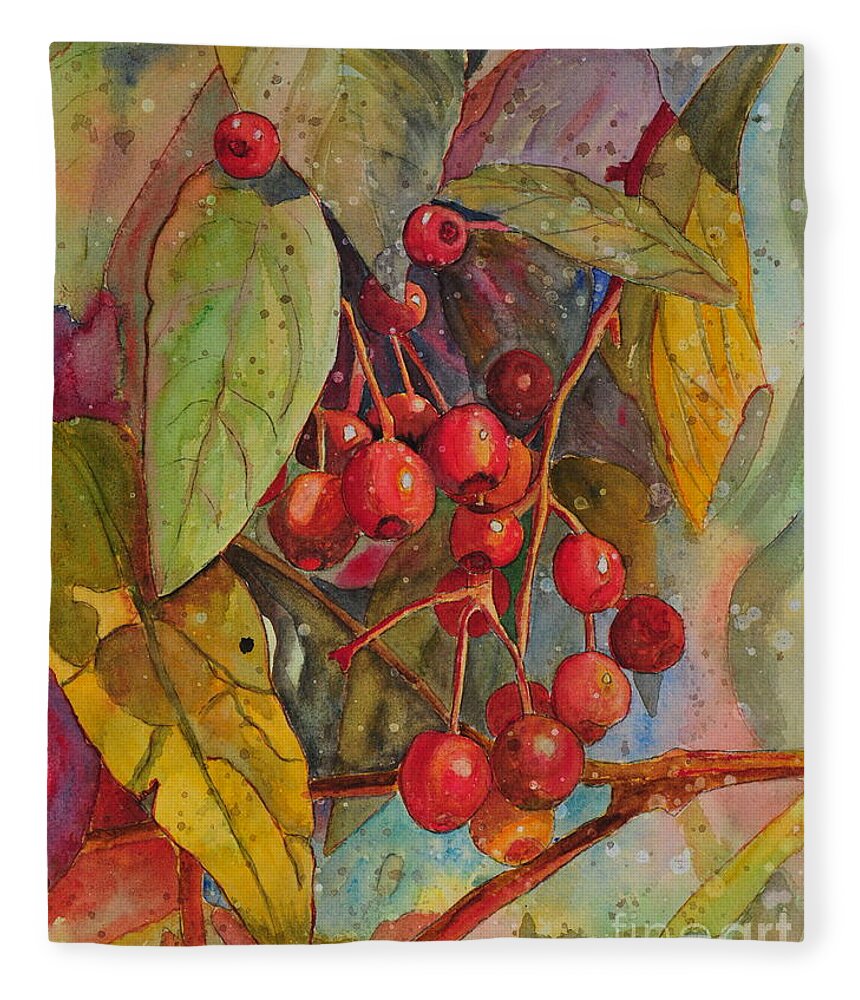 Crab Apples Fleece Blanket featuring the painting Crab Apples I by John W Walker