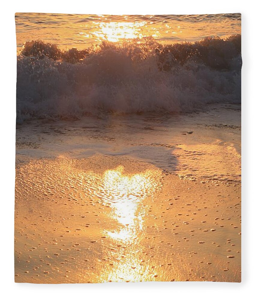 Waves Fleece Blanket featuring the photograph Crashing Wave at Sunrise by Nadine Rippelmeyer