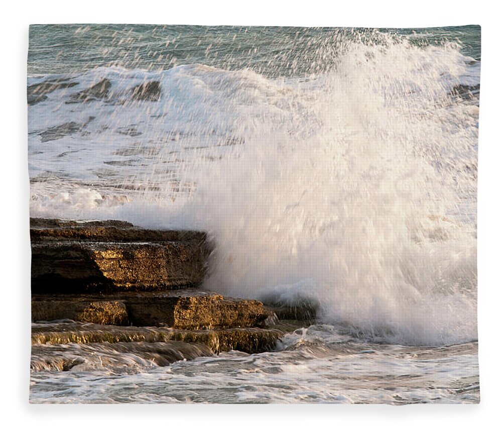 Wave Fleece Blanket featuring the photograph Crashing waves by Michalakis Ppalis