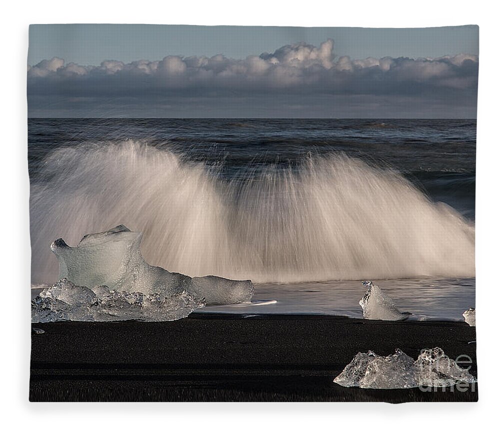 Iceland Fleece Blanket featuring the photograph Crashing Waves by Patti Schulze