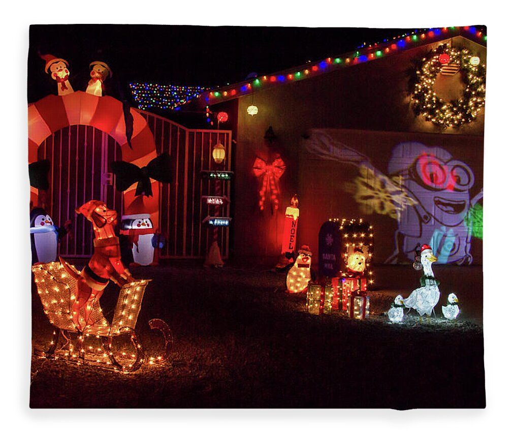 Crazy Christmas Lights Fleece Blanket featuring the photograph Crazy Christmas Lights 4 by Bonnie Follett