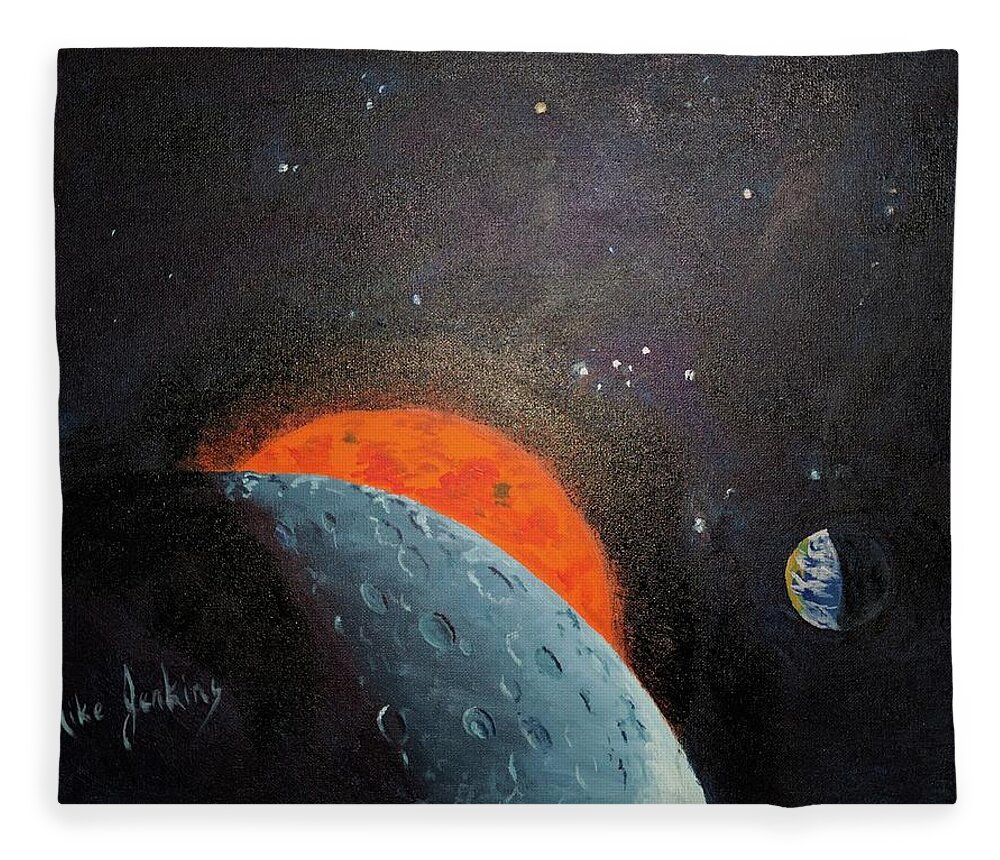 Genesis Fleece Blanket featuring the painting Creation Day 4 by Mike Jenkins