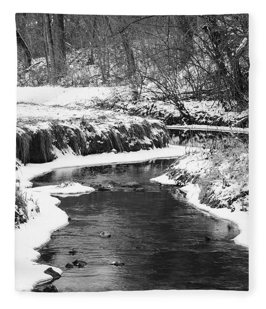 Creek Fleece Blanket featuring the photograph Creek In The Woods In Winter by Tamara Becker