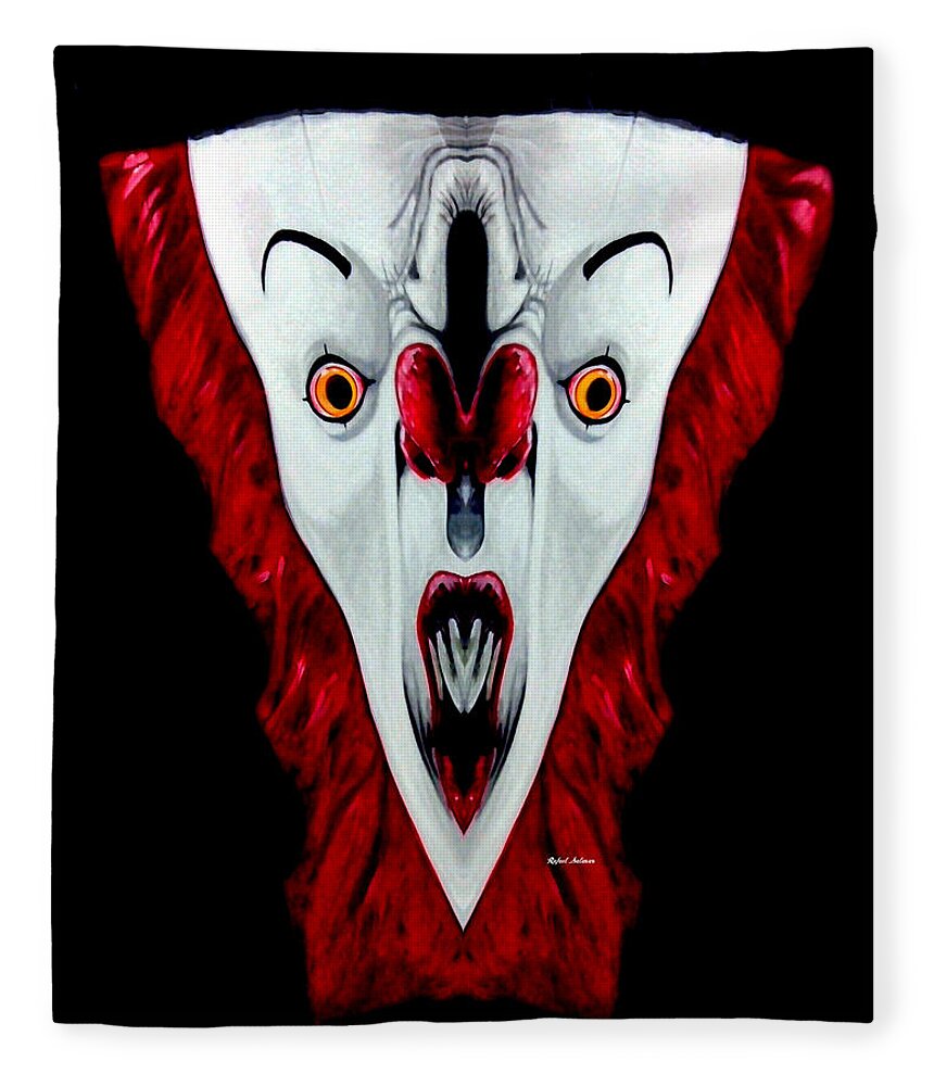 Rafael Salazar Fleece Blanket featuring the digital art Creepy Clown 01215 by Rafael Salazar