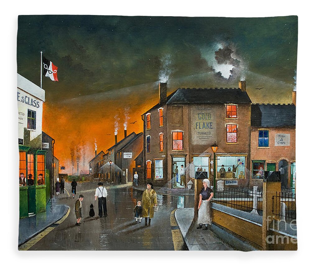 England Fleece Blanket featuring the painting The Blackcountry Museum- England by Ken Wood