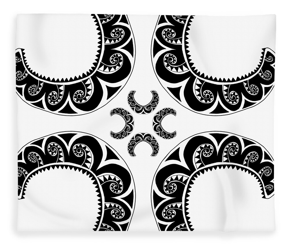 Cross Fleece Blanket featuring the digital art Cross maori style by Piotr Dulski
