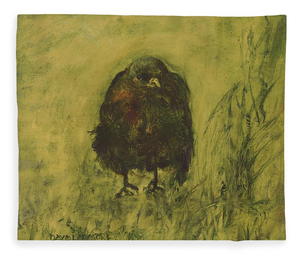 Bird Fleece Blanket featuring the painting Crow 26 by David Ladmore