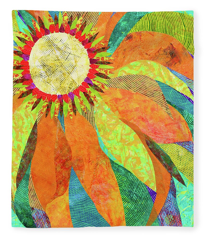 Collage Fleece Blanket featuring the painting Crown of Petals by Polly Castor