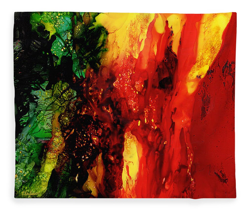 Abstract Fleece Blanket featuring the painting Curtain of Fire by Charlene Fuhrman-Schulz