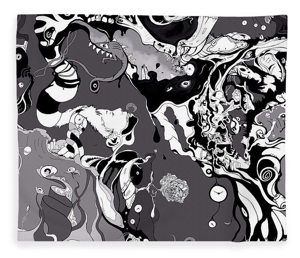 Grapevine Wall Fleece Blanket featuring the drawing Custom Cut Selection 01 by Craig Tilley