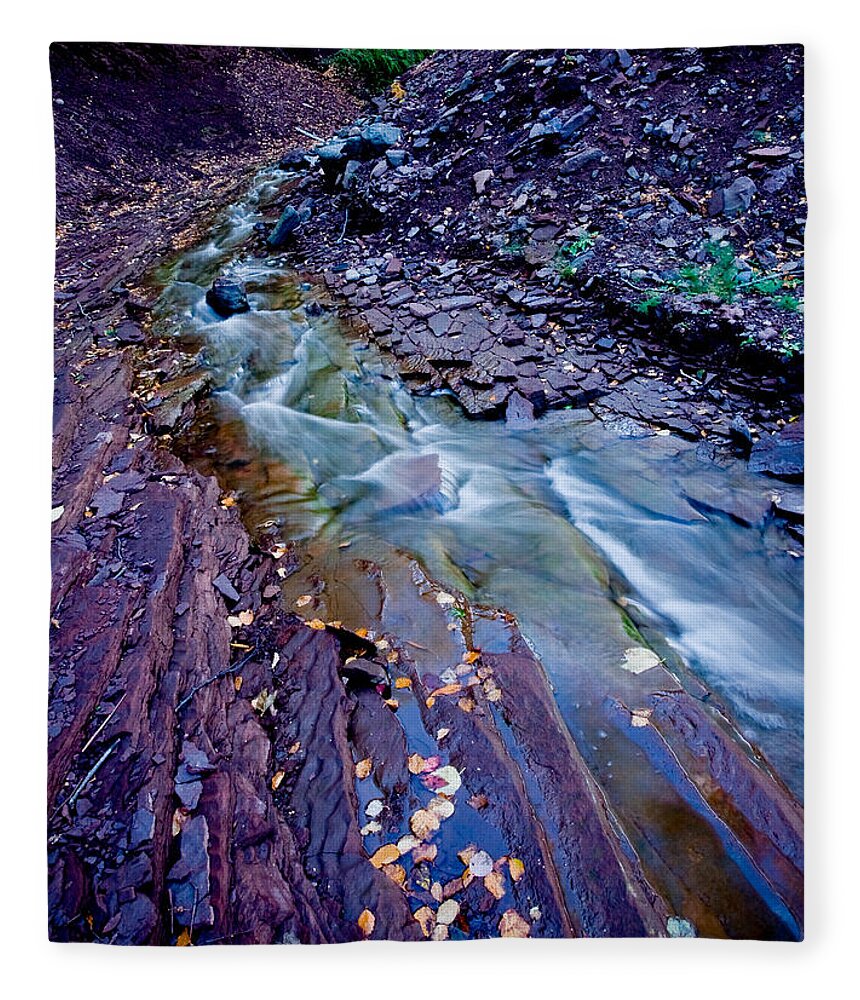 Autumn Fleece Blanket featuring the photograph Cut Face Creek by Rikk Flohr
