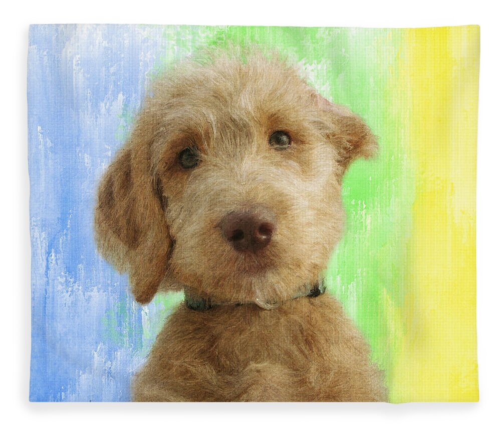 Puppy Fleece Blanket featuring the painting Cuter Than Cute by Diane Chandler