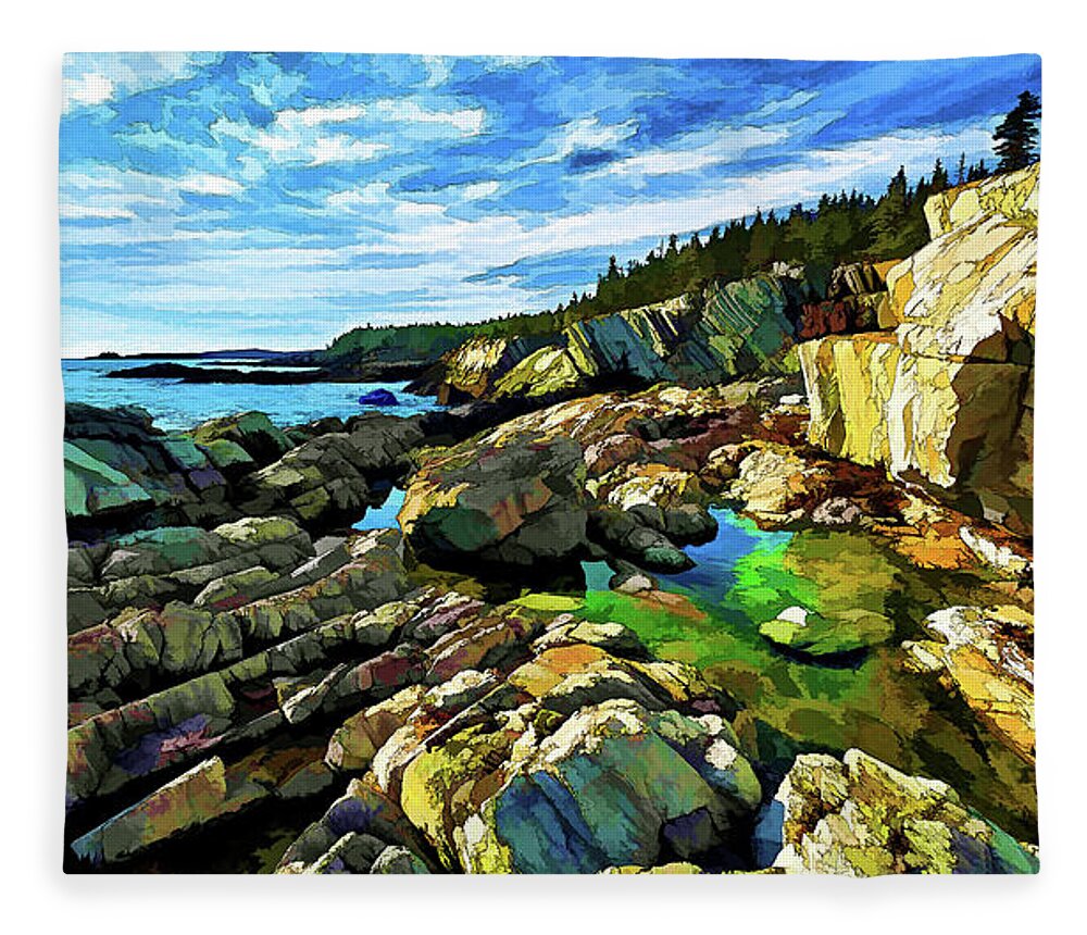 Nature Fleece Blanket featuring the photograph Cutler Coast at Fairy Head by ABeautifulSky Photography by Bill Caldwell