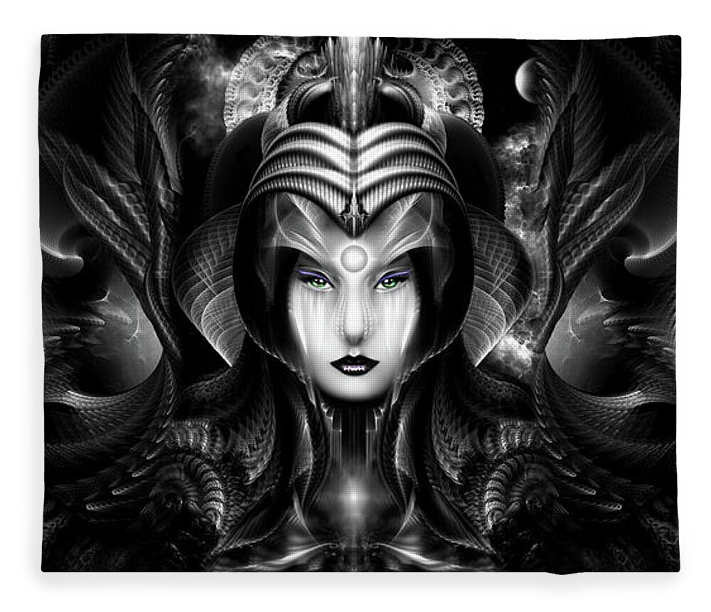 Portrait Of Cyiria Fleece Blanket featuring the digital art Cyiria Queen Of The Dark Realm by Rolando Burbon