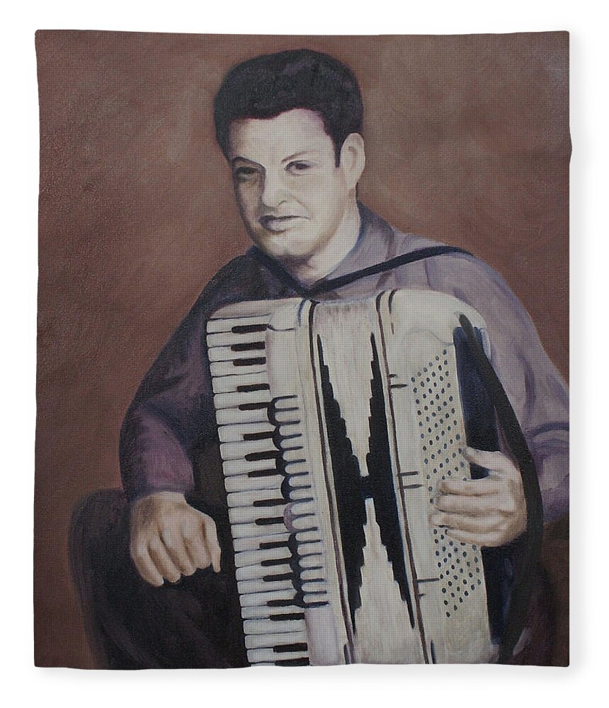 Music Fleece Blanket featuring the painting Daddy and His Accordion by Jill Ciccone Pike