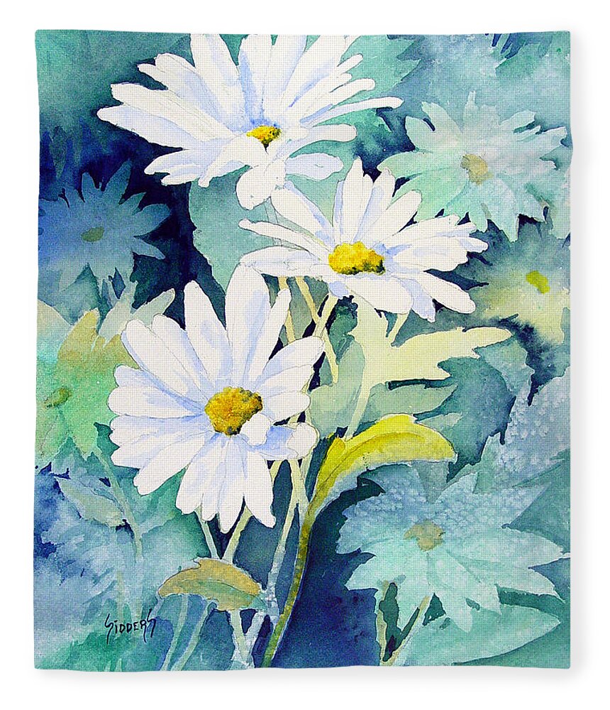 Flowers Fleece Blanket featuring the painting Daisies by Sam Sidders