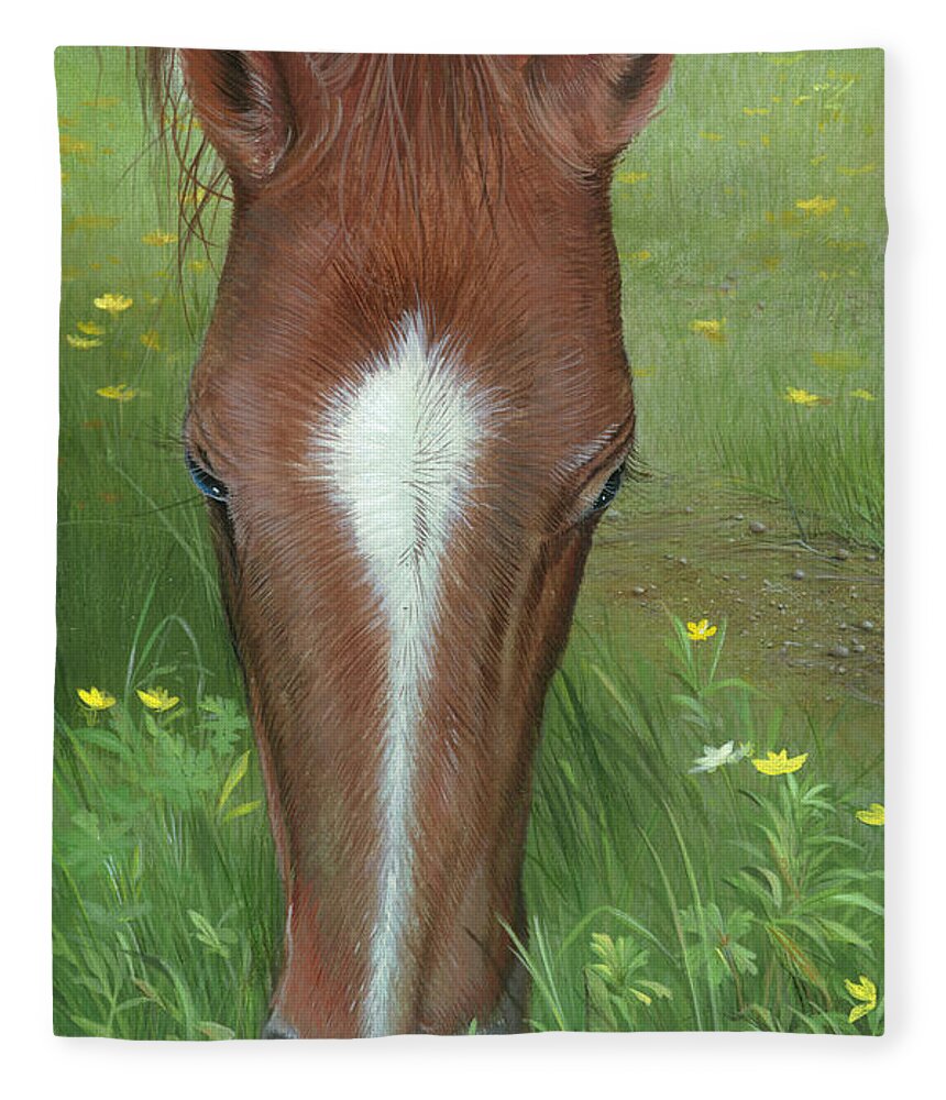 Horse Fleece Blanket featuring the painting Daisy Jane by Mike Brown