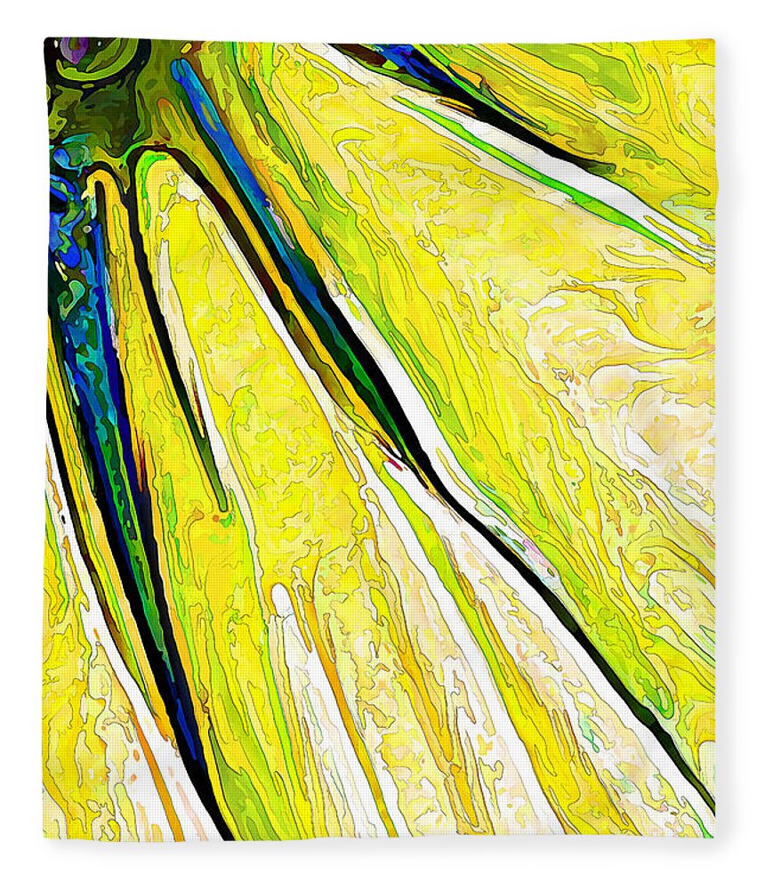 Nature Fleece Blanket featuring the digital art Daisy Petal Abstract in Lemon-Lime by ABeautifulSky Photography by Bill Caldwell