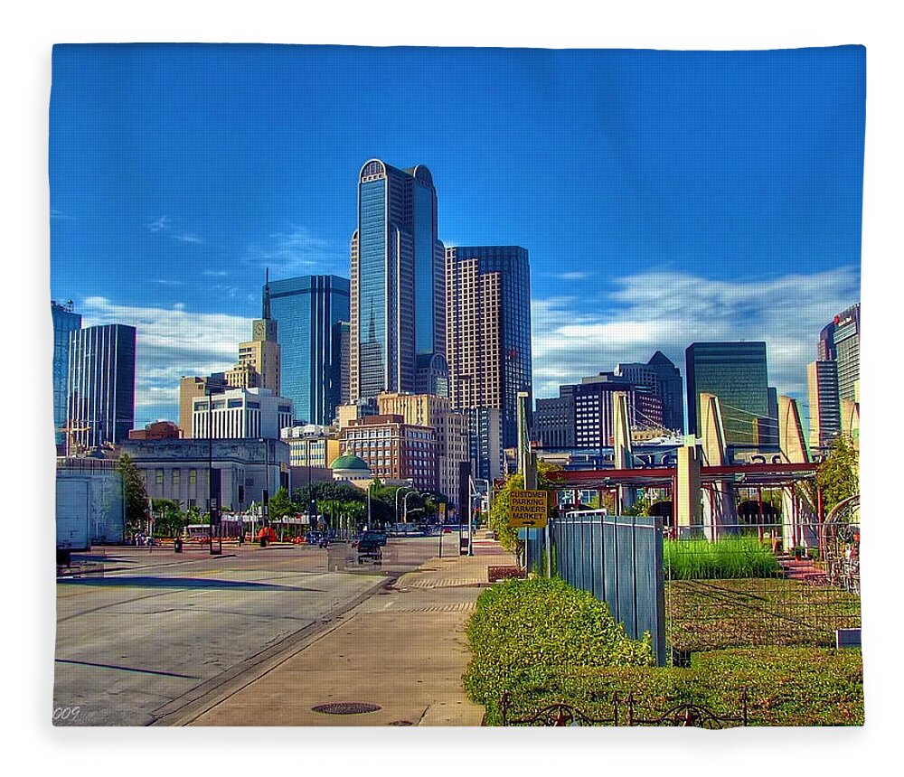 Dallas Fleece Blanket featuring the photograph Dallas Skyline by Farol Tomson